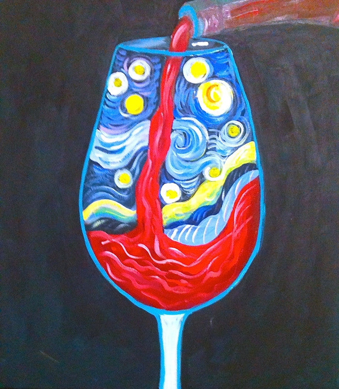 Wine, paint, canvas painting at Studio Gallo Blu for Charles