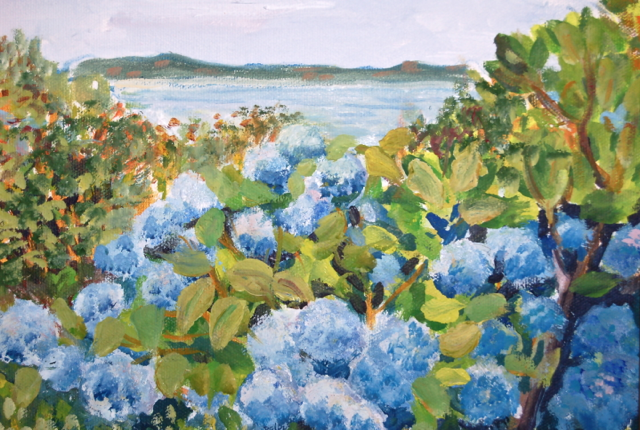 Notecards-Blue Hydrangeas, Newport- 100# card stock